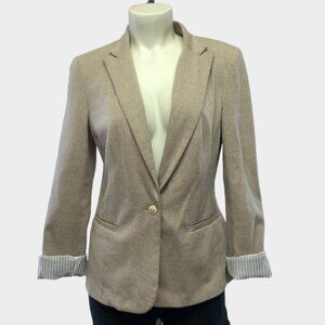 NWOT Kenneth Cole Select Single Button Front Career Beige Jacket Blazer Small